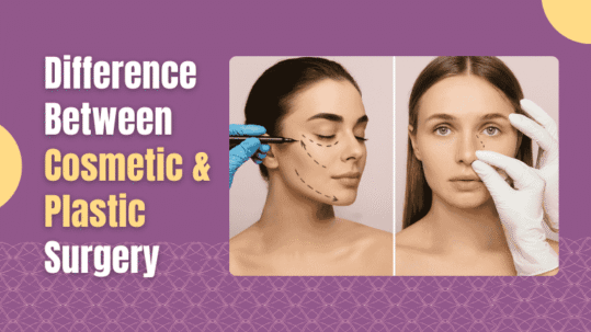 Side-by-side image showing cosmetic and plastic surgery prep to highlight the visual difference between both procedures.
